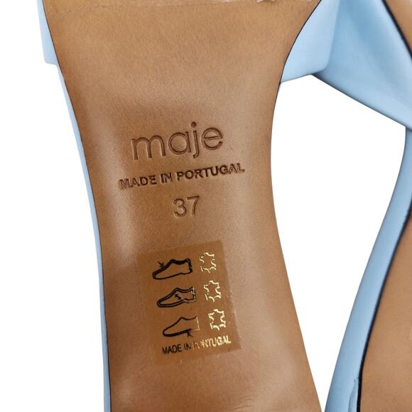 Maje Light Blue Leather 90's Inspired Kitten Heel Mules Size 37/ US 6.5 - Picture 4 of 6